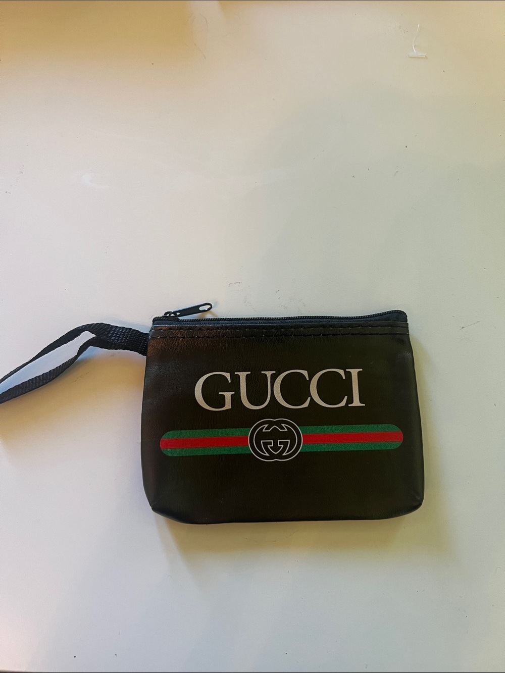 GG Collection Black Wallet Pouch with Green and Red Stripe